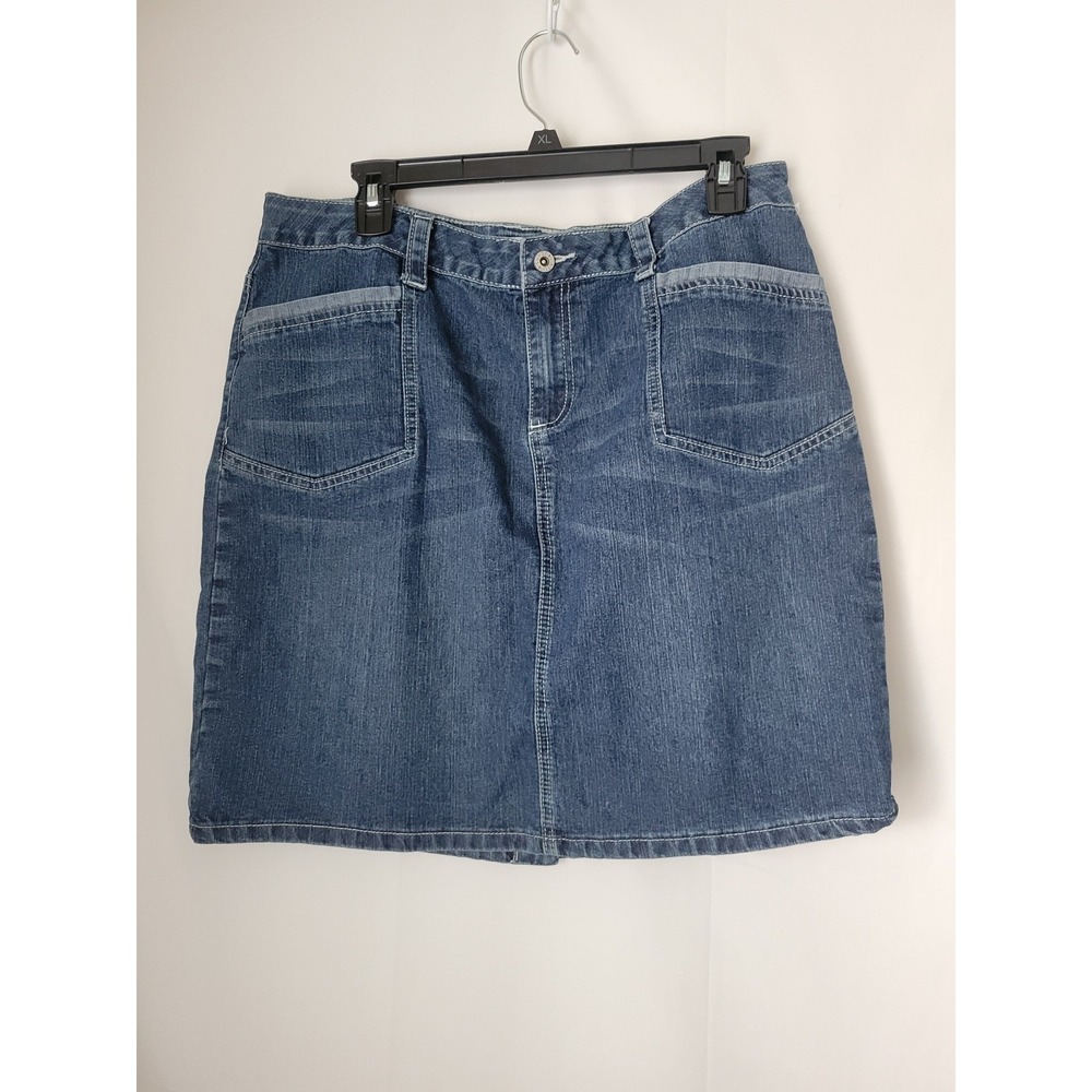 CATO Women's Blue Denim Skirt Size 14 Mid-Rise A-Line Casual Jean Skirt